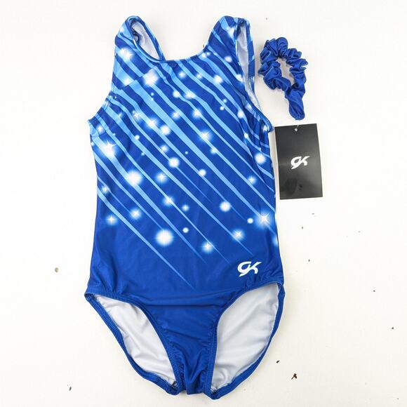 GK Gymnastics Blue Leotard w/Scrunchie - Child Small - Picture 1 of 3